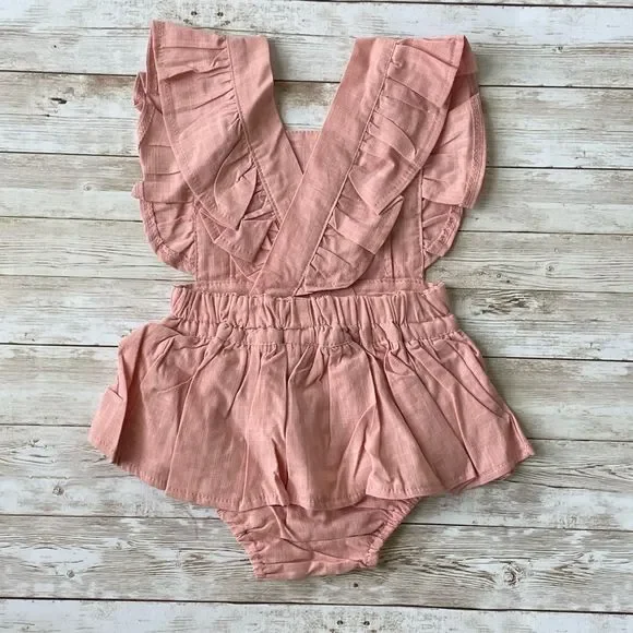 Pink Embroidered Ruffle Romper - Picture 5 of 5